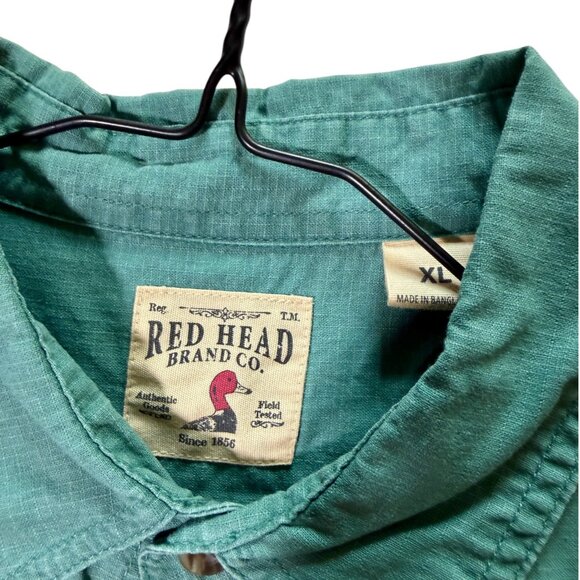 RedHead Brand Co. Men’s Short Sleeve Button-Down Shirt – XL Turquoise Green - Picture 2 of 5